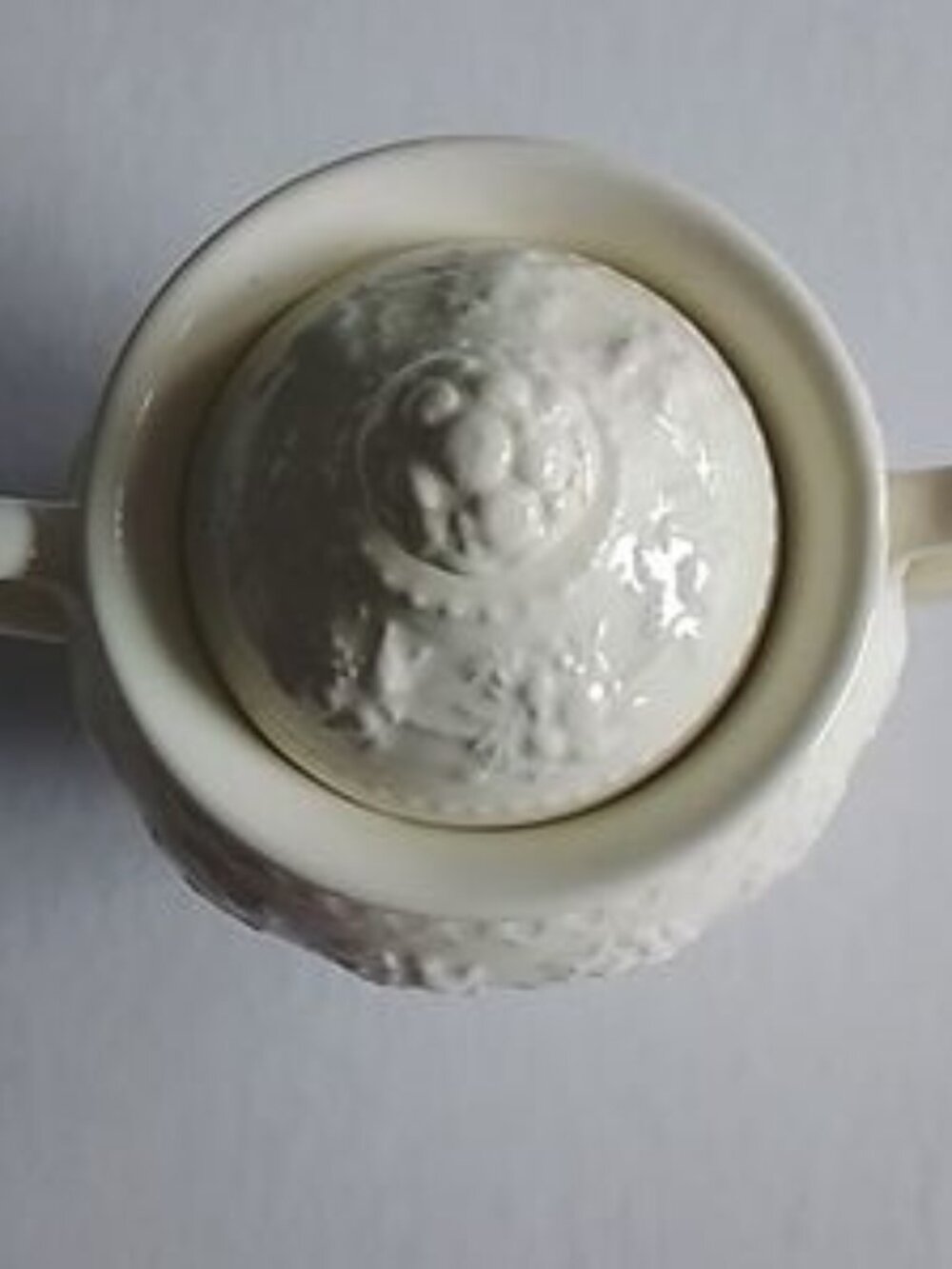 Wedgwood Wellesley of Etruria and Barlaston Embossed Cream Sugar Bowl Vtg 1970's